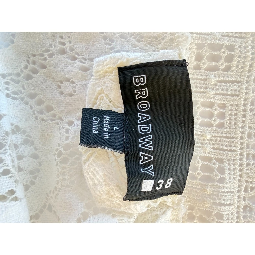 Broadway 38 Blouse Women's L White Lace Mock Neck Long Sleeve Sheer Victorian - Picture 6 of 7